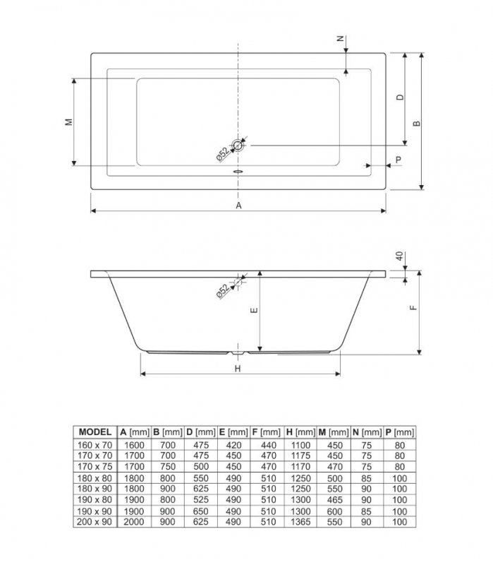 Акриловая ванна CEZARES PLANE-200-90-49-W37 купить в интернет-магазине Sanbest