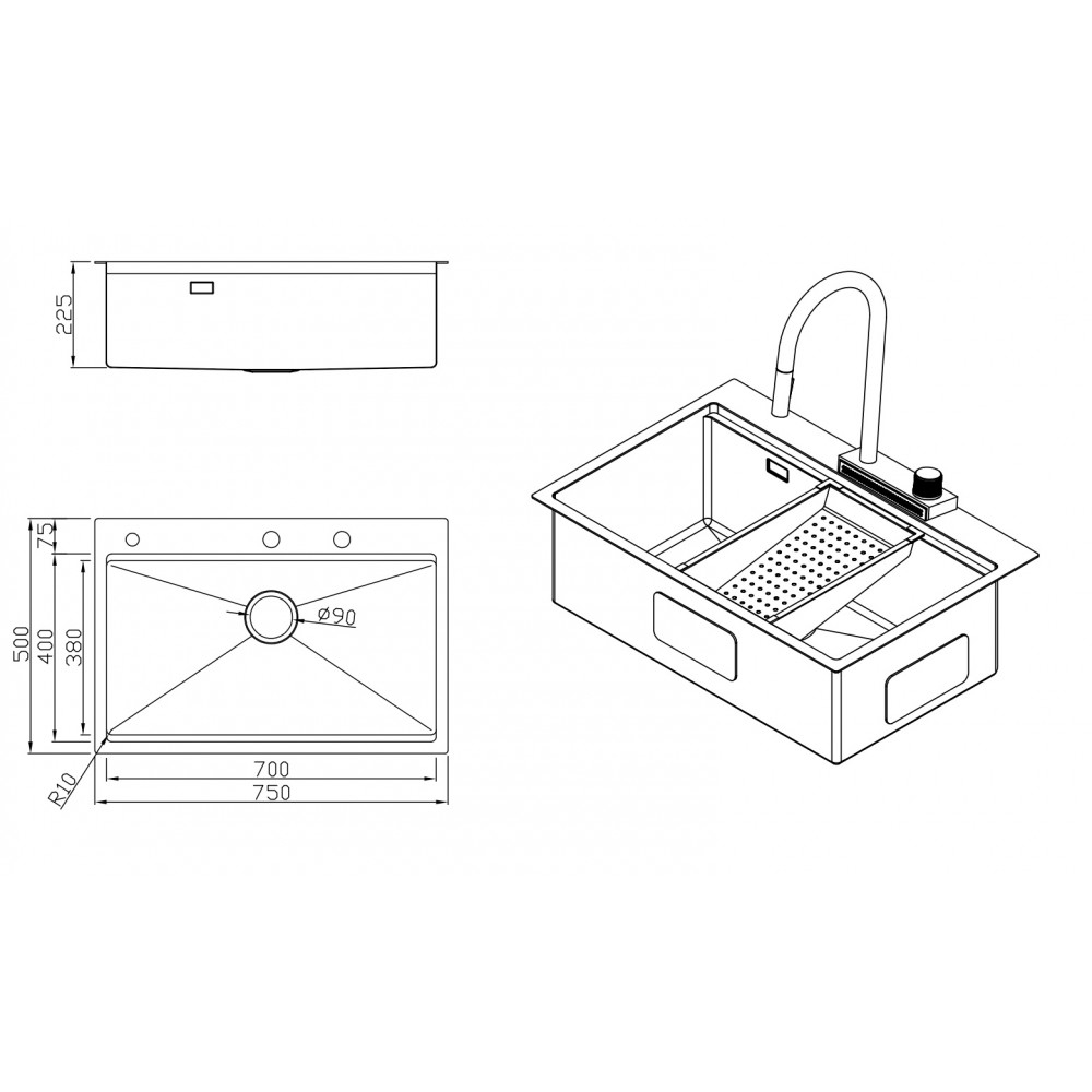 Мойка кухонная Milacio Denia 75 Steel MC.77428 золото купить в интернет-магазине сантехники Sanbest