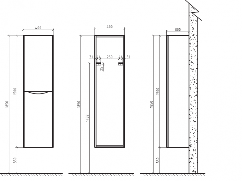 Шкаф Belbagno Ancona-N 1500 40 Tortora Lucido для ванной в интернет-магазине сантехники Sanbest