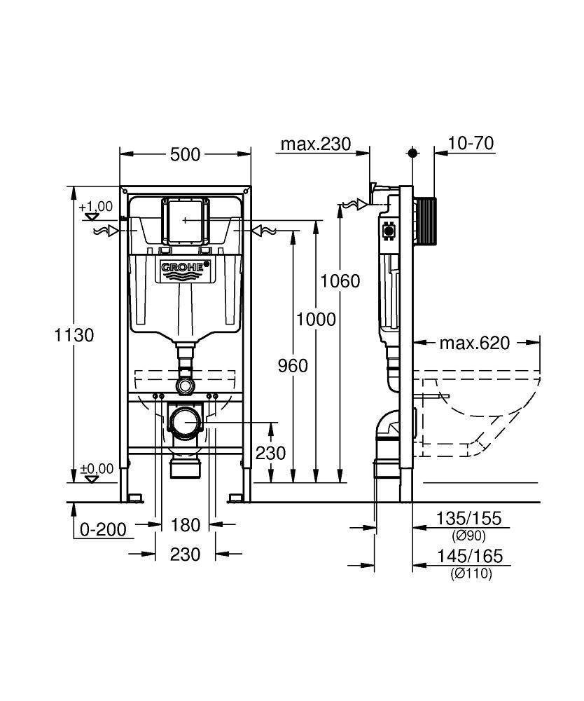 Инсталляция для унитаза Grohe Rapid SL 38536001 купить в интернет-магазине сантехники Sanbest