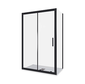 Душевой уголок Good Door Cofe WTW+SP 110х90 стекло прозрачное/профиль черный купить в интернет-магазине Sanbest