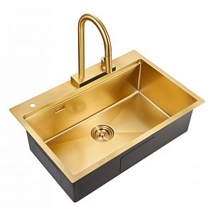 Мойка кухонная Milacio Denia 75 Steel MC.77428 золото купить в интернет-магазине сантехники Sanbest