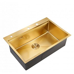 Мойка кухонная Milacio Denia 75 Steel MC.77428 золото купить в интернет-магазине сантехники Sanbest