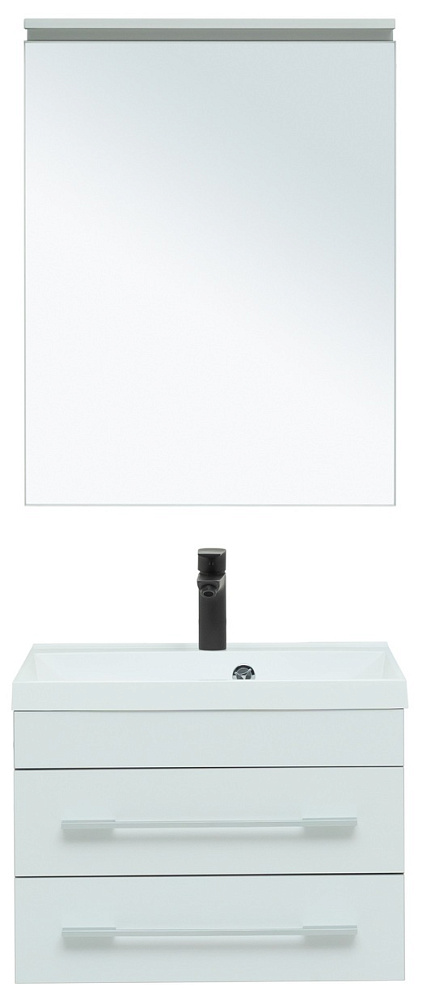 Тумба с раковиной Aquanet Верона 58 New с зеркалом, белая матовая для ванной в интернет-магазине Sanbest