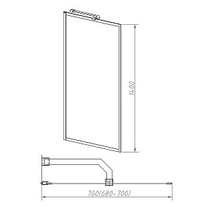 Шторка для ванны Vincea VSB-41700FLB 70x140 профиль черный/стекло рифленое купить в интернет-магазине Sanbest