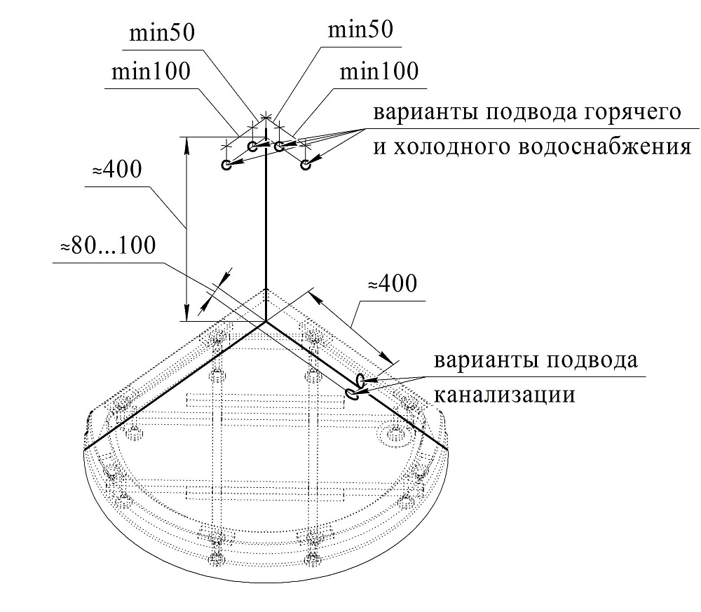 Душевая кабина Радомир Стронг 90х90 стекло прозрачно-матовое/профиль черный купить в интернет-магазине Sanbest