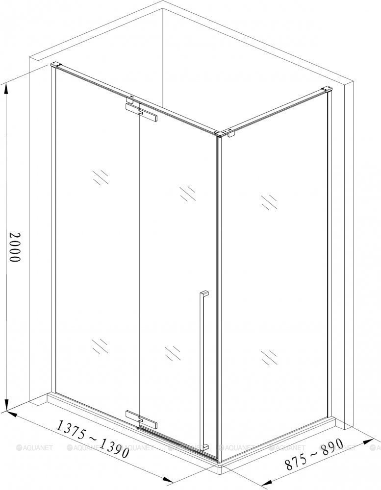 Душевой уголок Aquanet Ideal AE-AXC94MB-S-C 140x90 купить в интернет-магазине Sanbest