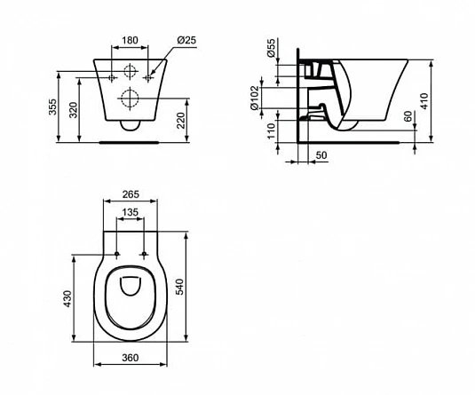 Унитаз подвесной с инсталляцией Ideal Standard Prosys Connect Air R031001 белый/кнопка хром, с крышкой микролифт купить в интернет-магазине Sanbest