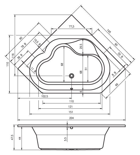 Ванна акриловая Riho Winnipeg 145x145 купить в интернет-магазине Sanbest