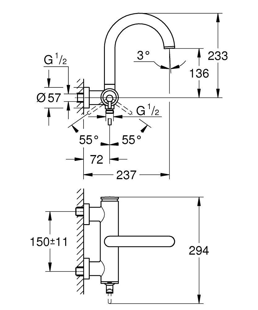 Смеситель для ванны Grohe Atrio New 32652003 хром купить в интернет-магазине сантехники Sanbest