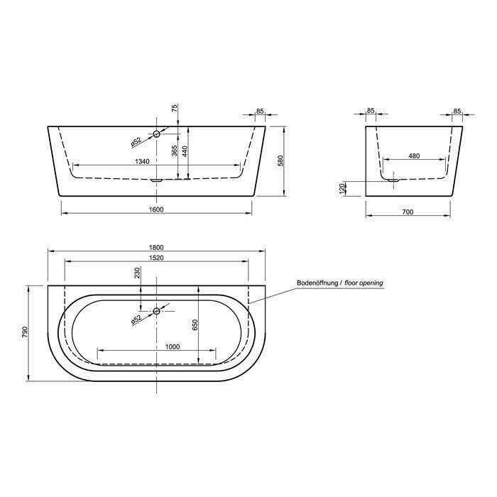 Акриловая ванна Knief Wall 180х80 купить в интернет-магазине Sanbest