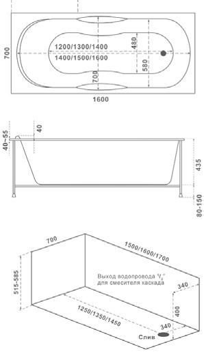 Ванна акриловая BAS Рио ЗВ00069 150х70 без каркаса купить в интернет-магазине Sanbest