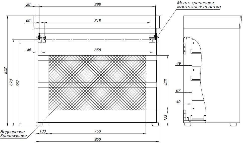 Тумба с раковиной Aquanet Nova Lite 302479 100 дуб рошелье для ванной в интернет-магазине Sanbest