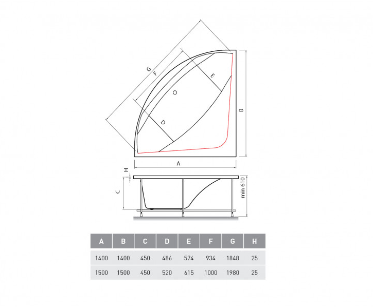 Акриловая ванна Vayer Boomerang 150x150 купить в интернет-магазине Sanbest