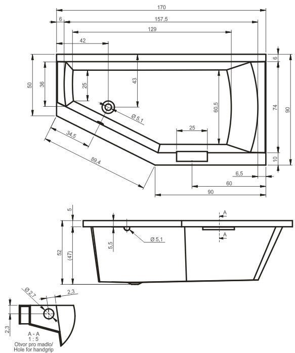 Ванна акриловая Riho Geta 170x90 купить в интернет-магазине Sanbest