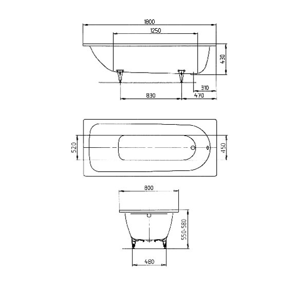 Ванна стальная Kaldewei Saniform Plus 375-1 180х80 Antislip купить в интернет-магазине Sanbest