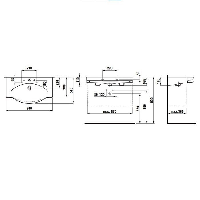 Раковина-консоль Laufen Palace 8.1270.2.000.104.1 купить в интернет-магазине Sanbest