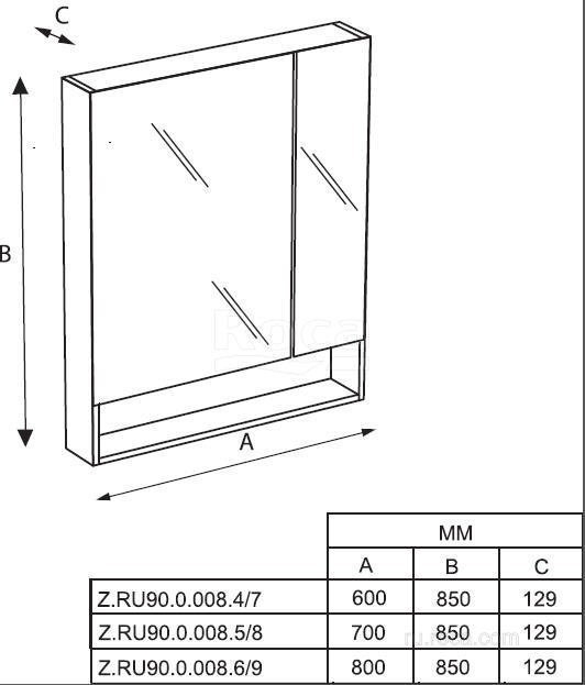 Зеркальный шкаф Roca The Gap ZRU9302751 60 фиолетовый в ванную от интернет-магазине сантехники Sanbest