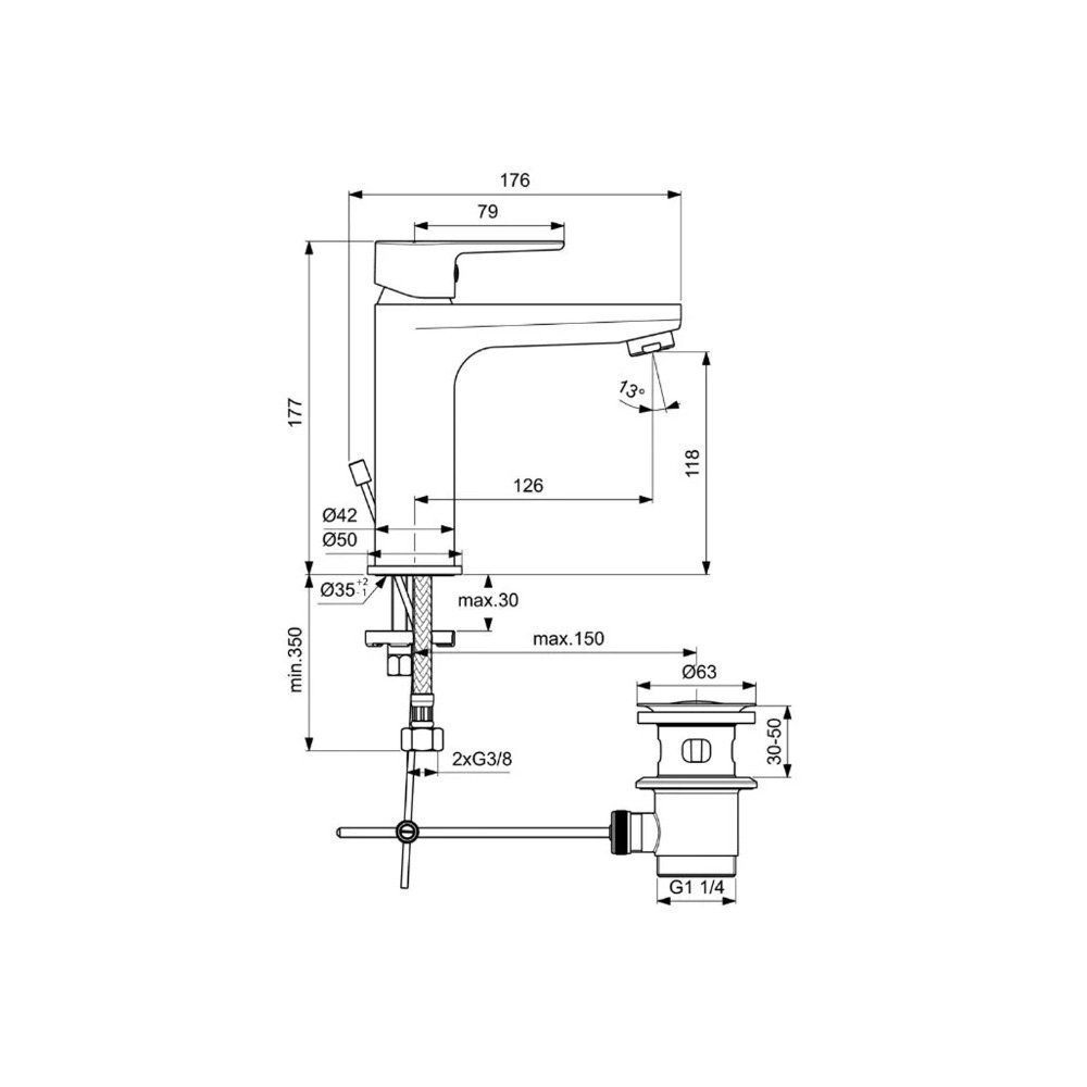 Смеситель для раковины Ideal Standard Sesia BC201AA купить в интернет-магазине сантехники Sanbest