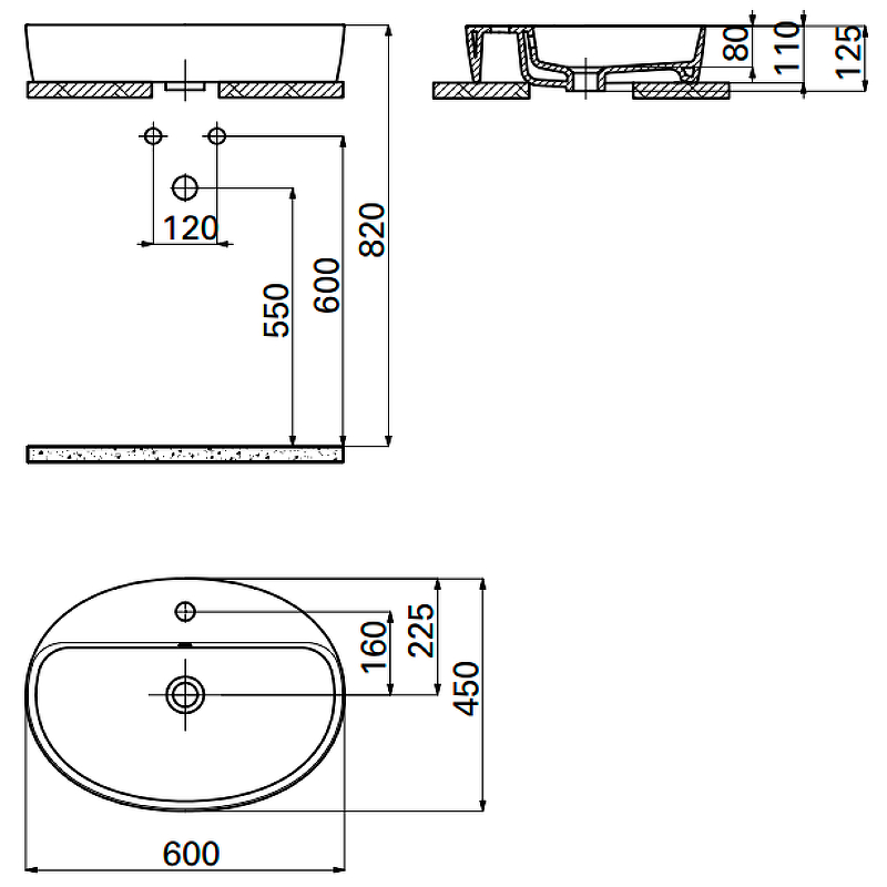 Раковина Creavit Loop 60 LP161-00CB00E-0000 белая купить в интернет-магазине Sanbest