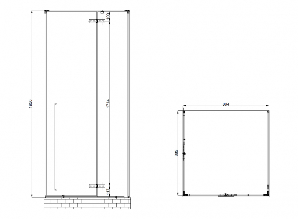 Душевой уголок Abber EINS AG06099B 90x90 прозрачный/черный купить в интернет-магазине Sanbest