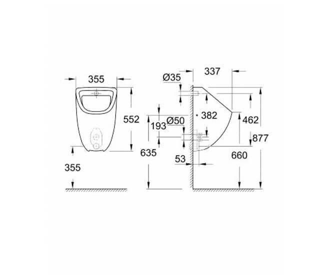 Писсуар Grohe Bau Ceramic 39438000 купить в интернет-магазине Sanbest