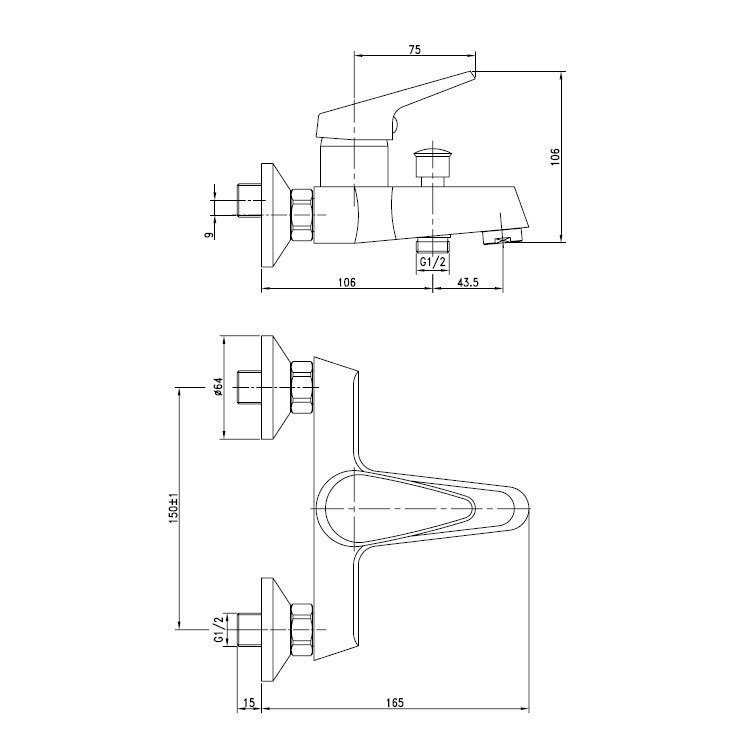 Смеситель для ванны Aquanet Round Handle SD90701 купить в интернет-магазине сантехники Sanbest