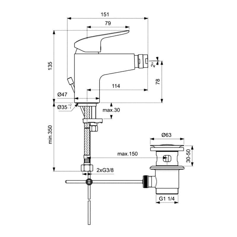 Смеситель для биде Ideal Standard CeraFlex B1718AA купить в интернет-магазине сантехники Sanbest