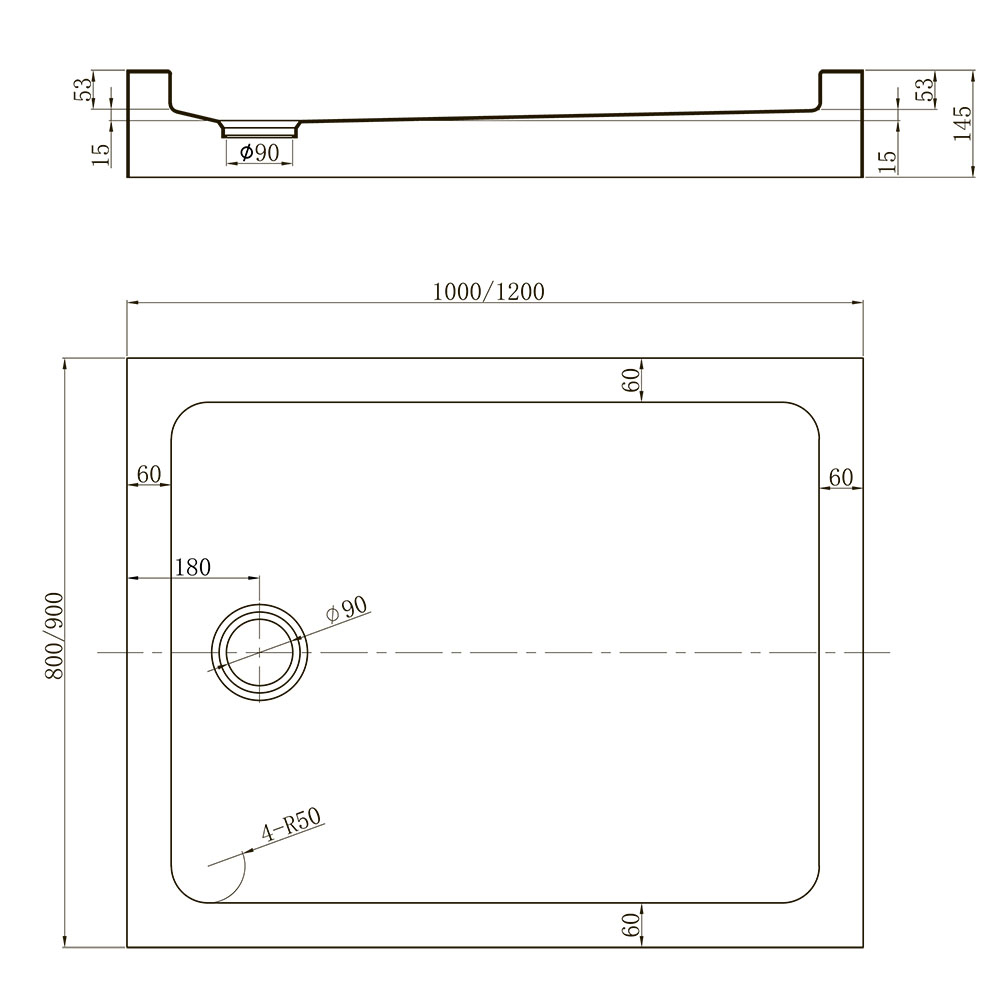 Душевой поддон Veconi TZ54B-10080-C5 100x80 купить в интернет-магазине Sanbest