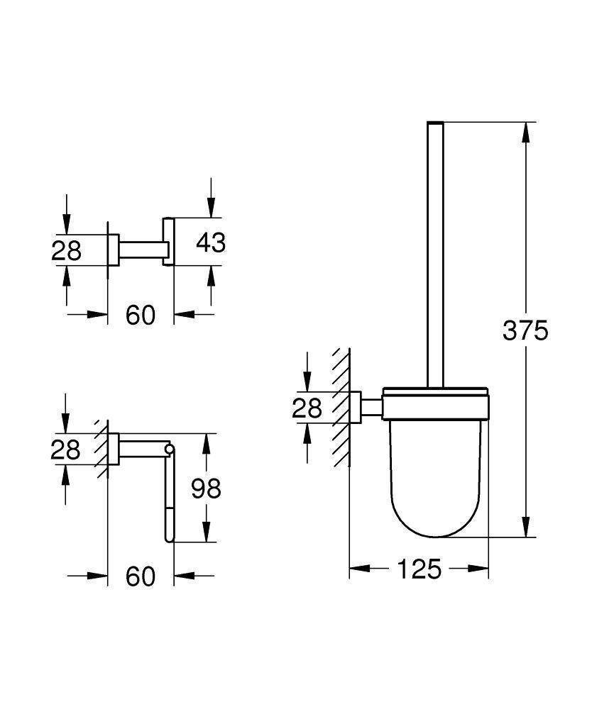 Набор аксессуаров Grohe Essentials Cube (3 предмета) 40757001 купить в интернет-магазине сантехники Sanbest