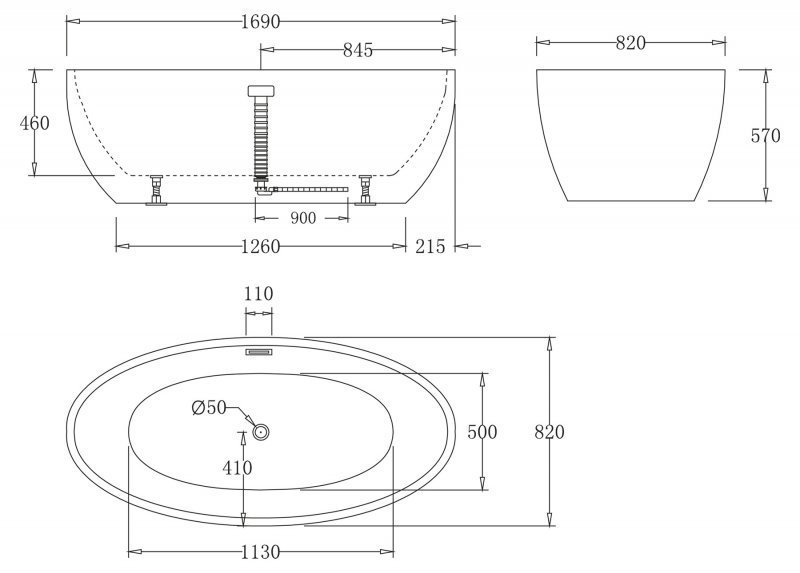 Ванна акриловая BelBagno BB69 170х82 белая купить в интернет-магазине Sanbest