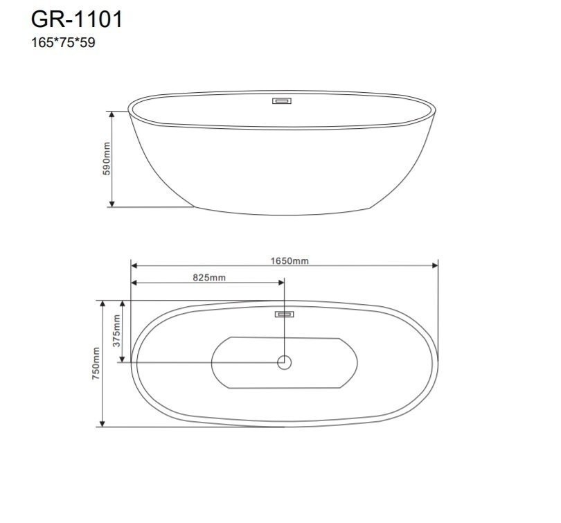 Ванна отдельностоящая Grossman Fly GR-1101 165x75 купить в интернет-магазине Sanbest