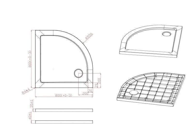 Душевой поддон Cezares TRAY-M-R-35-W 80х80 купить в интернет-магазине Sanbest