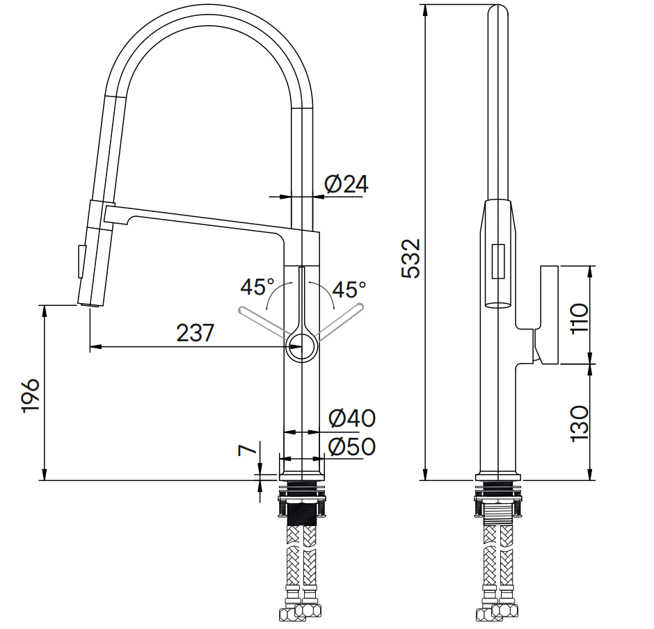 Смеситель для кухни Paulmark Barrel Ba214029-BS брашированная нержавеющая сталь купить в интернет-магазине сантехники Sanbest