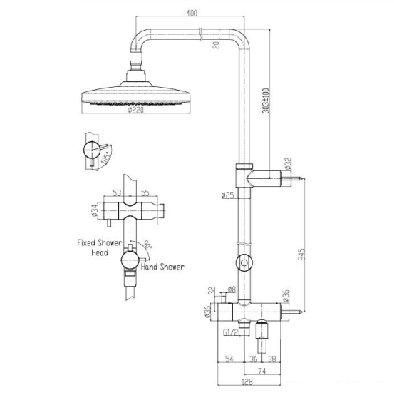 Душевая система TOTO SHOWERS SHOWER BAR TBW01002R купить в интернет-магазине сантехники Sanbest