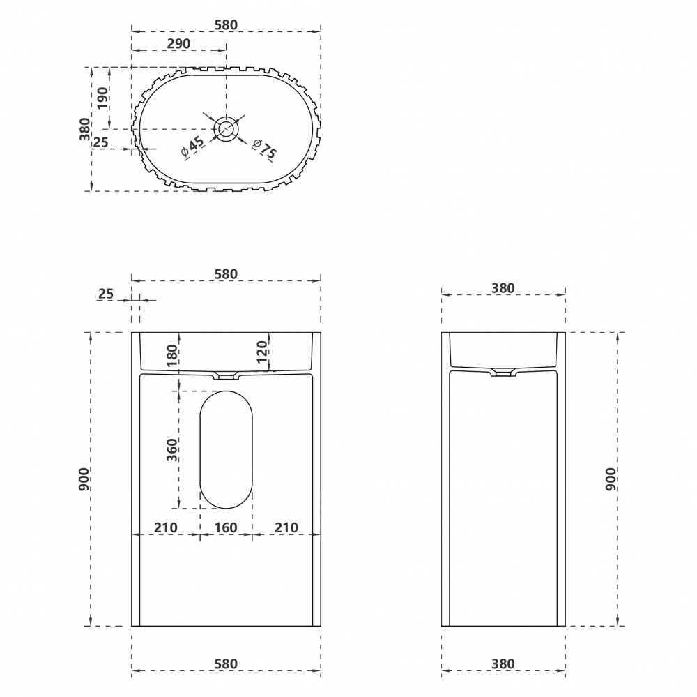 Раковина Abber Stein 58 AS2551-H белая купить в интернет-магазине Sanbest