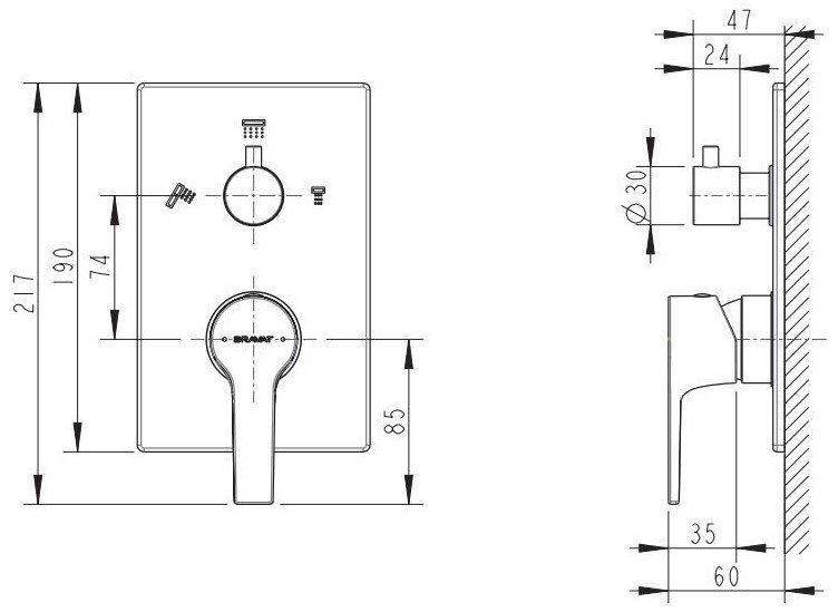 Смеситель для душа Bravat PROLATE P69218CP-3-ENG купить в интернет-магазине сантехники Sanbest