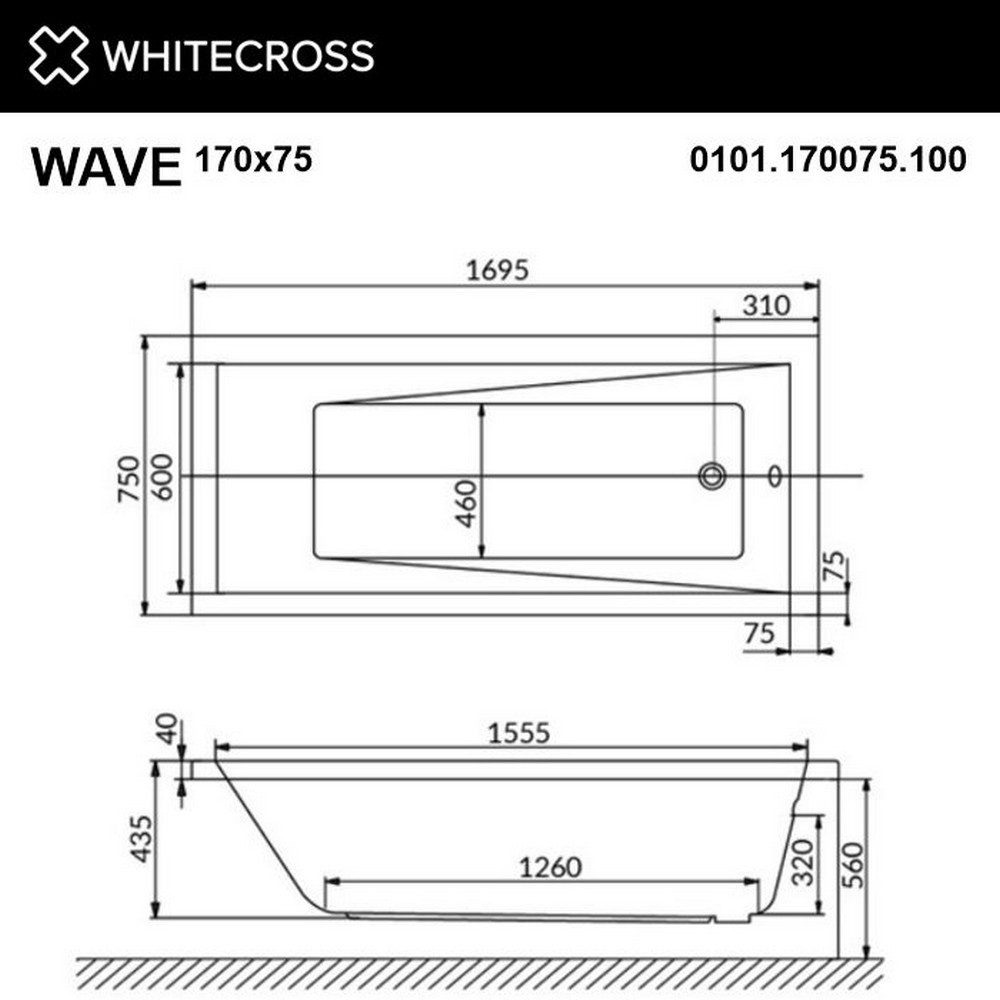 Ванна с гидромассажем WhiteCross WAVE SOFT 170x75 белая/хром купить в интернет-магазине Sanbest