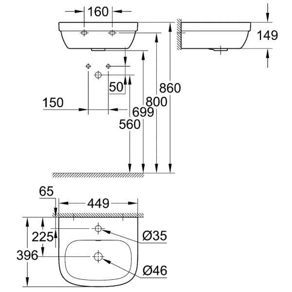 Раковина подвесная Grohe Euro Ceramic 39324000 купить в интернет-магазине Sanbest