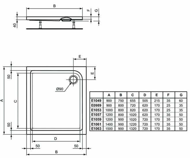 Душевой поддон Ideal Standard Connect Air E105701 120x80 купить в интернет-магазине Sanbest