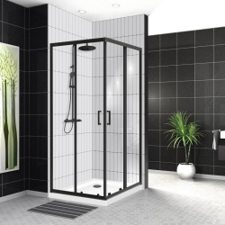 Душевой уголок BelBagno UNO-195-A-2-90-C-NERO 90х90 стекло прозрачное/профиль черный купить в интернет-магазине Sanbest