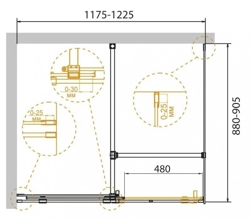 Душевой уголок Cezares STREAM-AH-1 120x90 купить в интернет-магазине Sanbest