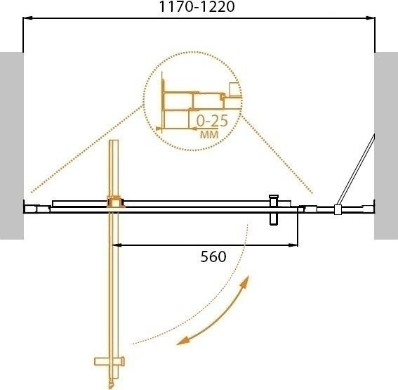 Душевая дверь Cezares MOLVENO BA-11-100+20 прозрачный 120x190 купить в интернет-магазине Sanbest