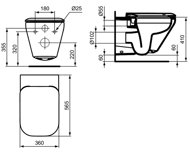 Унитаз подвесной Ideal Standard Tonic K316501 белый, безободковый, с крышкой микролифт купить в интернет-магазине Sanbest