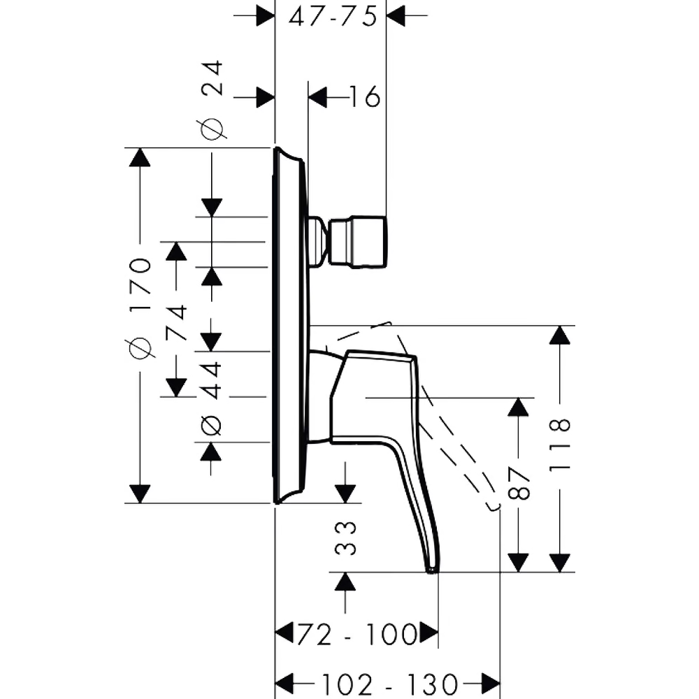 Смеситель для душа Hansgrohe Metris Classic 31485000 хром купить в интернет-магазине сантехники Sanbest