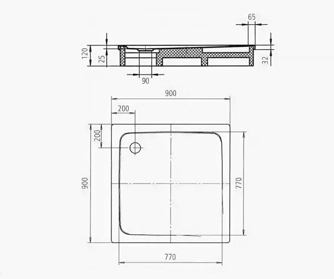 Душевой поддон Kaldewei Superplan 90x90 390-1 купить в интернет-магазине Sanbest