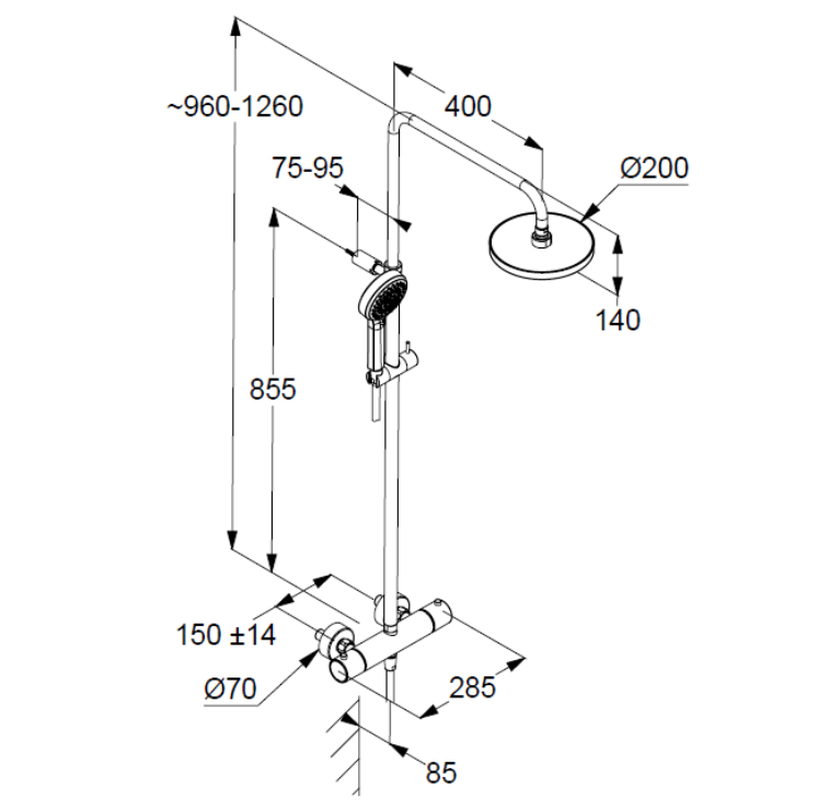 Душевая система KLUDI DIVE DUAL SHOWER SYSTEM 6807905-00 купить в интернет-магазине сантехники Sanbest