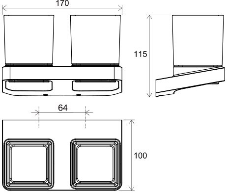 Держатель с двумя стаканами Ravak 10° X07P558 черный матовый купить в интернет-магазине сантехники Sanbest