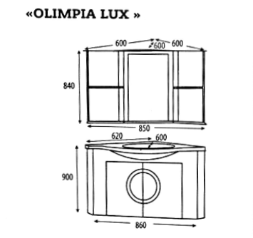 Зеркало со шкафом Misty Olimpia Lux 60 черное патина в ванную от интернет-магазине сантехники Sanbest