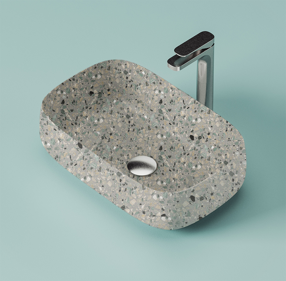 Раковина накладная Artceram Cognac 56 COL009 88 00 dark terrazzo купить в интернет-магазине Sanbest